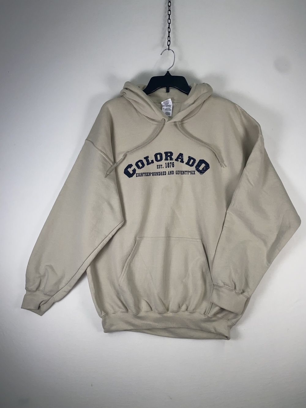 Colorado Hoodie Mens XL Beige Gildan Heavy Blend College Graphic Fleece Pullover